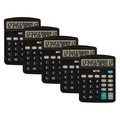 Better Office Products Large Desktop Calculators, 12-Digit LCD Display, Angled Display Panel, Black, Dual Power, 5PK 00400